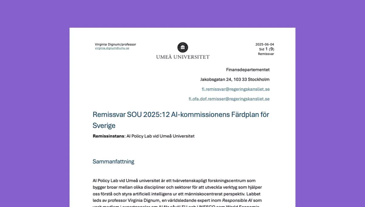 Remissvar från AI Policy Lab på Umeå universitet
